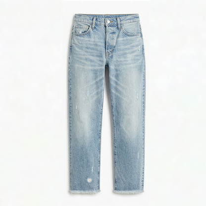 Marjorie – Cropped Straight Leg Fringed Jeans