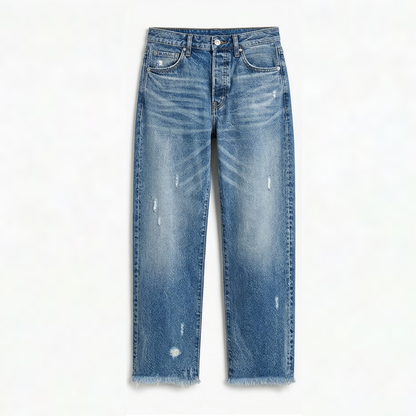 Marjorie – Cropped Straight Leg Fringed Jeans