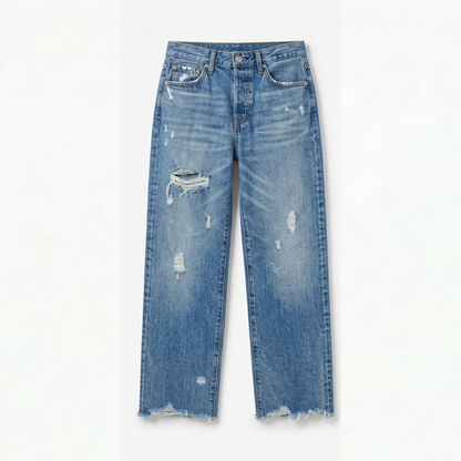Marjorie – Cropped Straight Leg Fringed Jeans