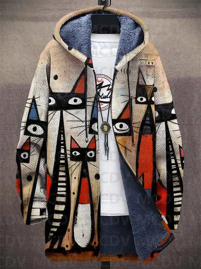 Reba – Fleece-Lined Art Print Hooded Jacket