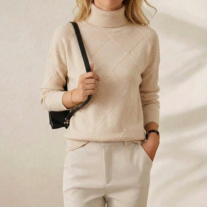 Nita – Turtleneck Diamond Knit Sweater