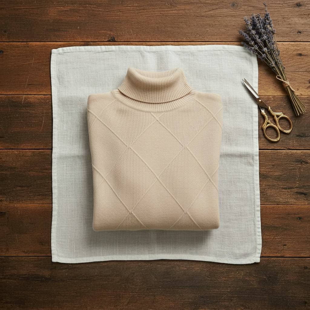 Nita – Turtleneck Diamond Knit Sweater
