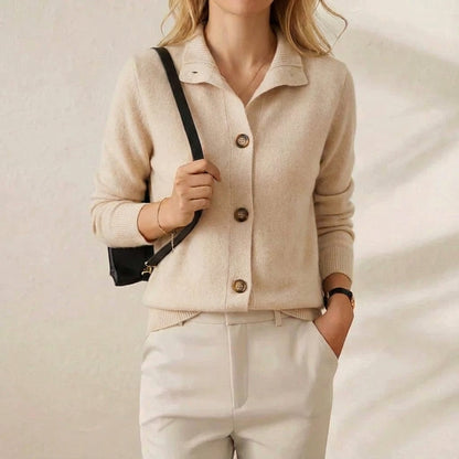Marjorie – Collared Button-Up Knit Cardigan