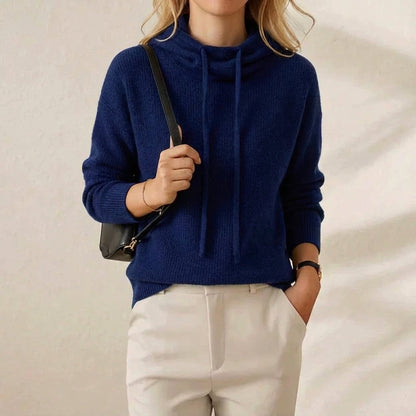 Shannon – Cowl Neck Drawstring Knit Sweater