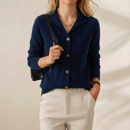 Marjorie – Collared Button-Up Knit Cardigan