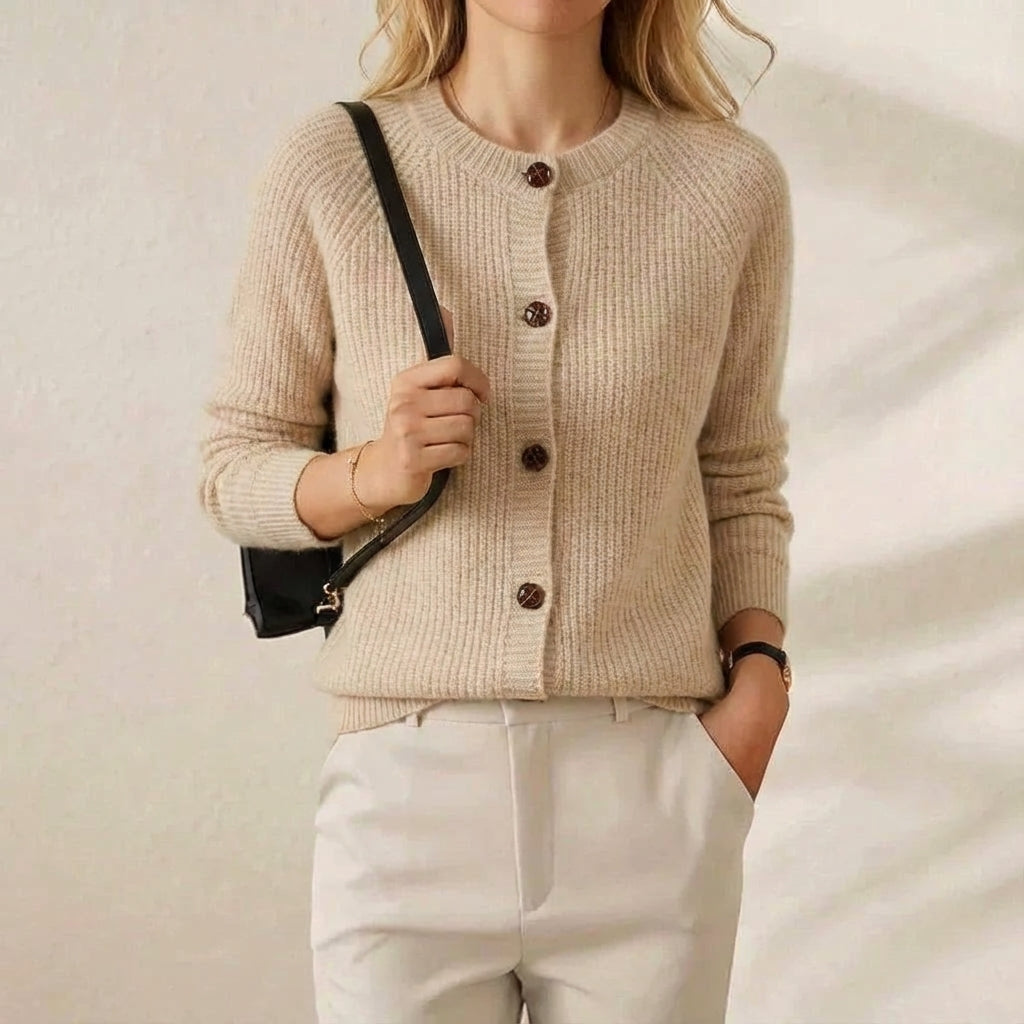 Mabel – Ribbed Knit Button-Front Cardigan