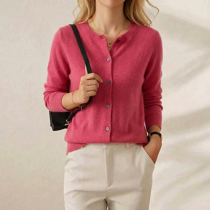 Nellie – Crew Neck Button-Front Knit Cardigan