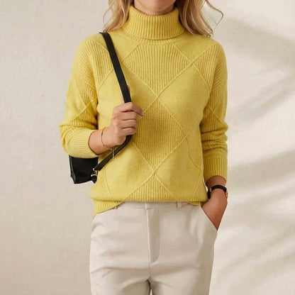 Nita – Turtleneck Diamond Knit Sweater