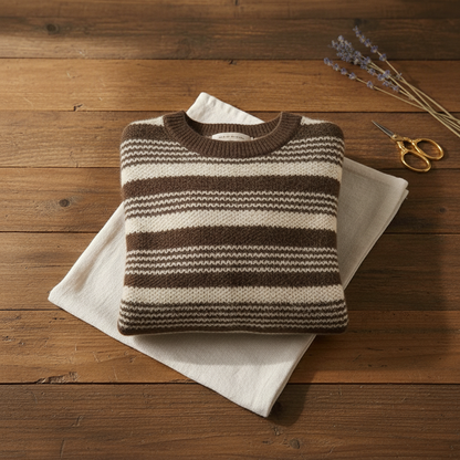 Lorraine – Striped Knit Crew Neck Sweater