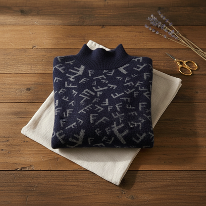 Melinda – Monogram Print Turtleneck Sweater