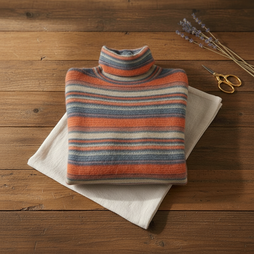 Leanne – Striped Turtleneck Knit Sweater