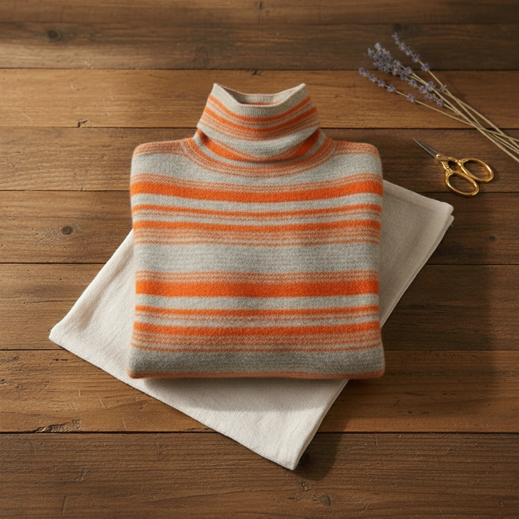 Leanne – Striped Turtleneck Knit Sweater