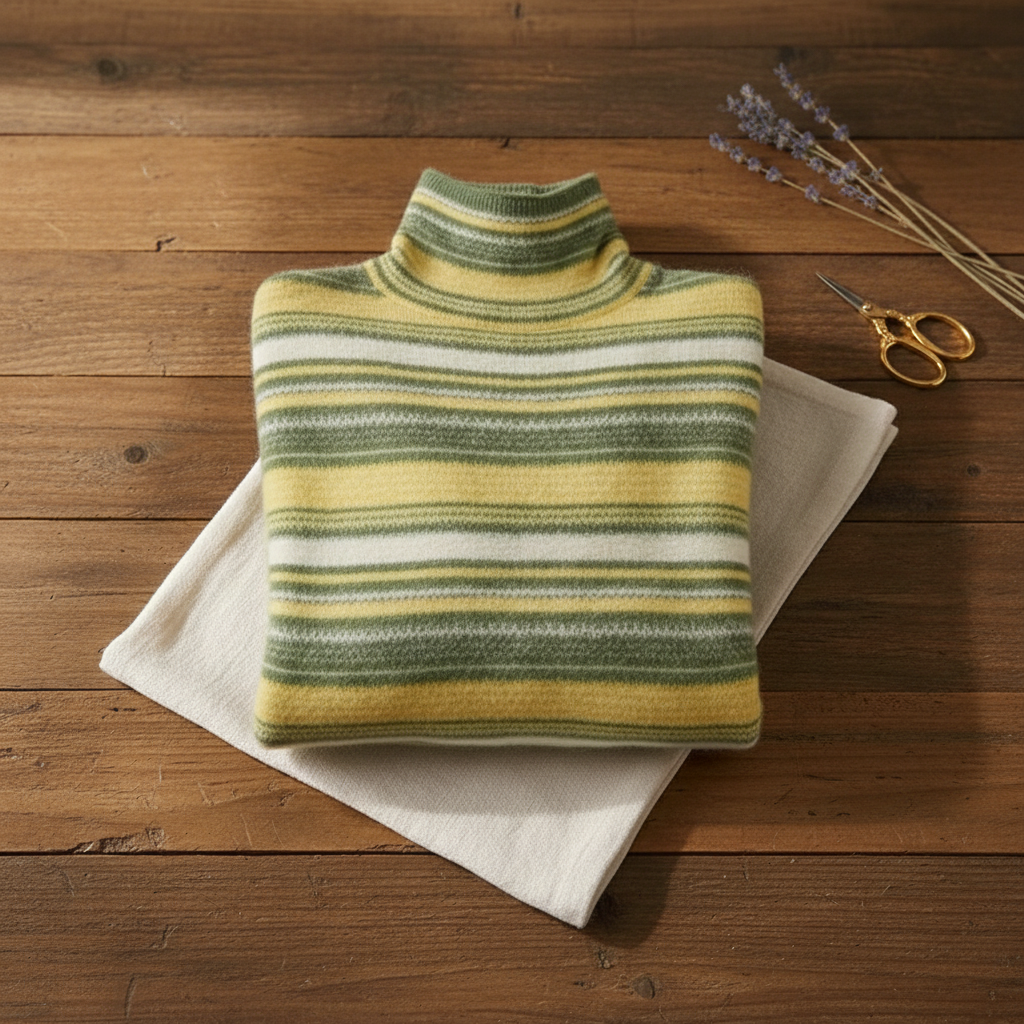 Leanne – Striped Turtleneck Knit Sweater
