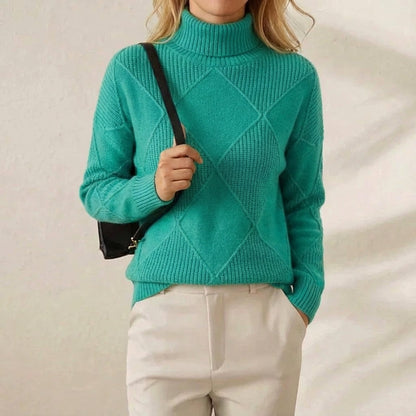 Nita – Turtleneck Diamond Knit Sweater