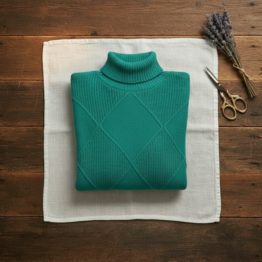Nita – Turtleneck Diamond Knit Sweater