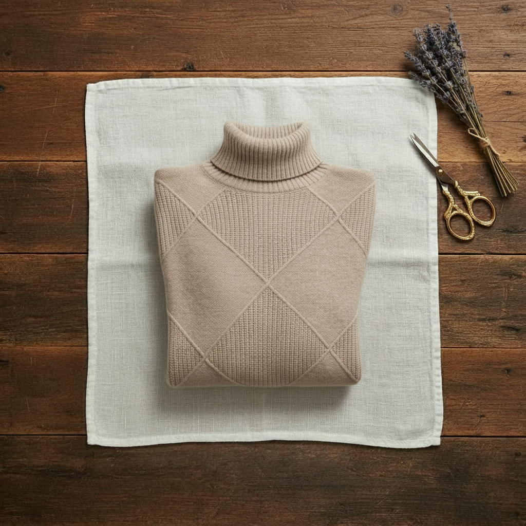 Nita – Turtleneck Diamond Knit Sweater