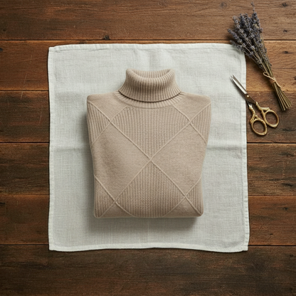 Nita – Turtleneck Diamond Knit Sweater