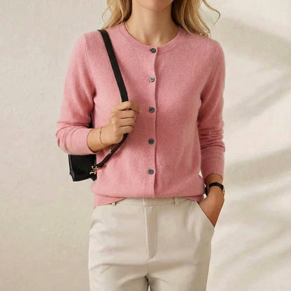 Nellie – Crew Neck Button-Front Knit Cardigan