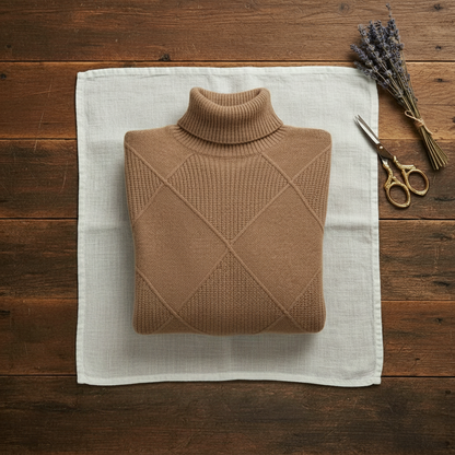 Nita – Turtleneck Diamond Knit Sweater