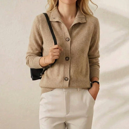 Marjorie – Collared Button-Up Knit Cardigan
