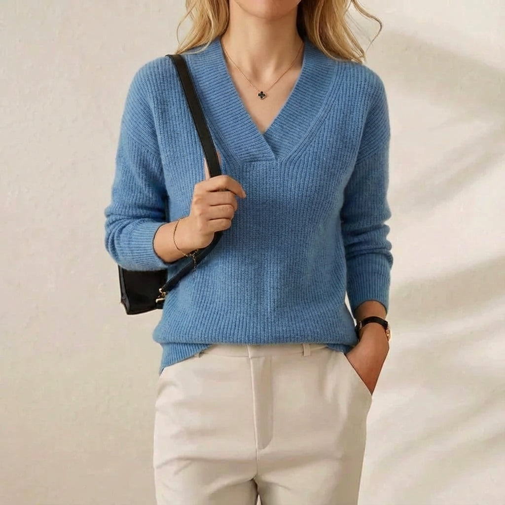 Vivien – Ribbed V-Neck Sweater
