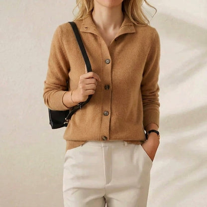 Marjorie – Collared Button-Up Knit Cardigan
