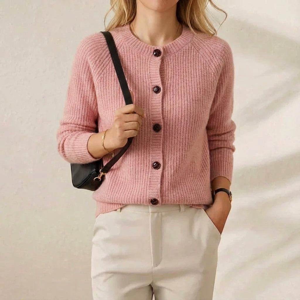 Mabel – Ribbed Knit Button-Front Cardigan