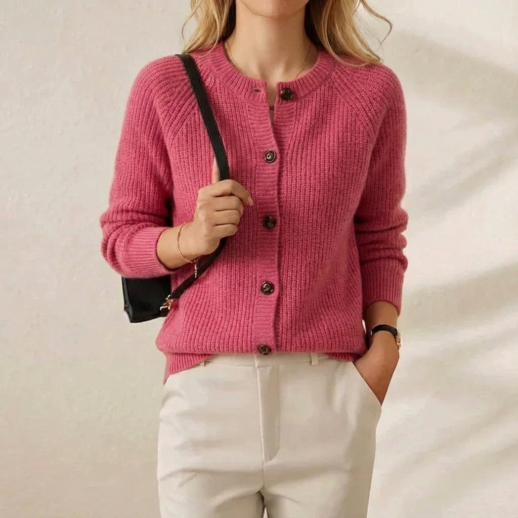 Mabel – Ribbed Knit Button-Front Cardigan