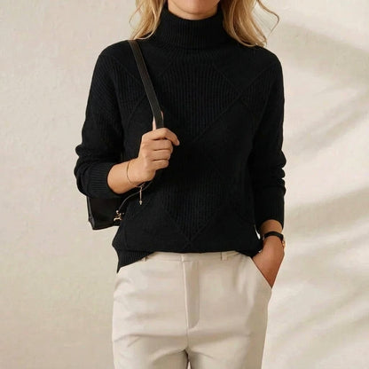 Nita – Turtleneck Diamond Knit Sweater