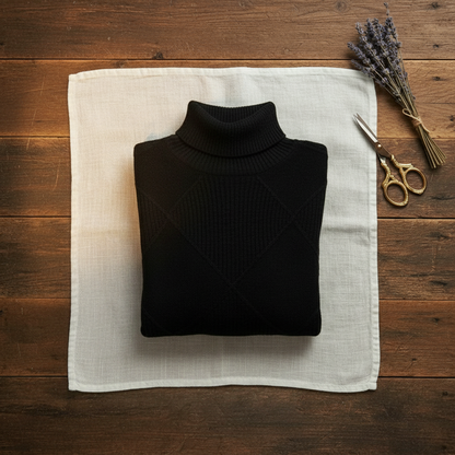 Nita – Turtleneck Diamond Knit Sweater