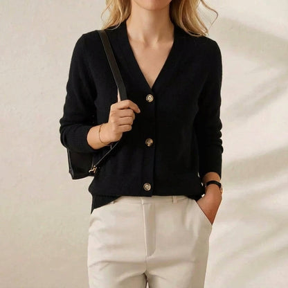 Marjorie – Collared Button-Up Knit Cardigan