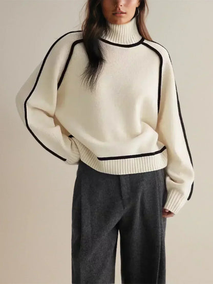 Kari – Turtleneck Sweater with Contrast Piping