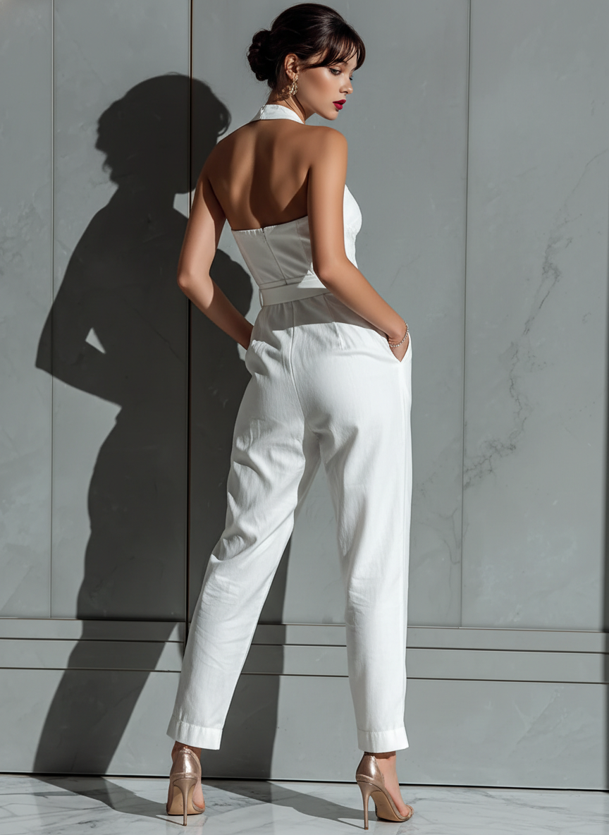 Marsha – Halter Belted Tailored Jumpsuit