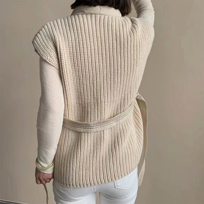 Gina – Belted Wrap Puffer Vest