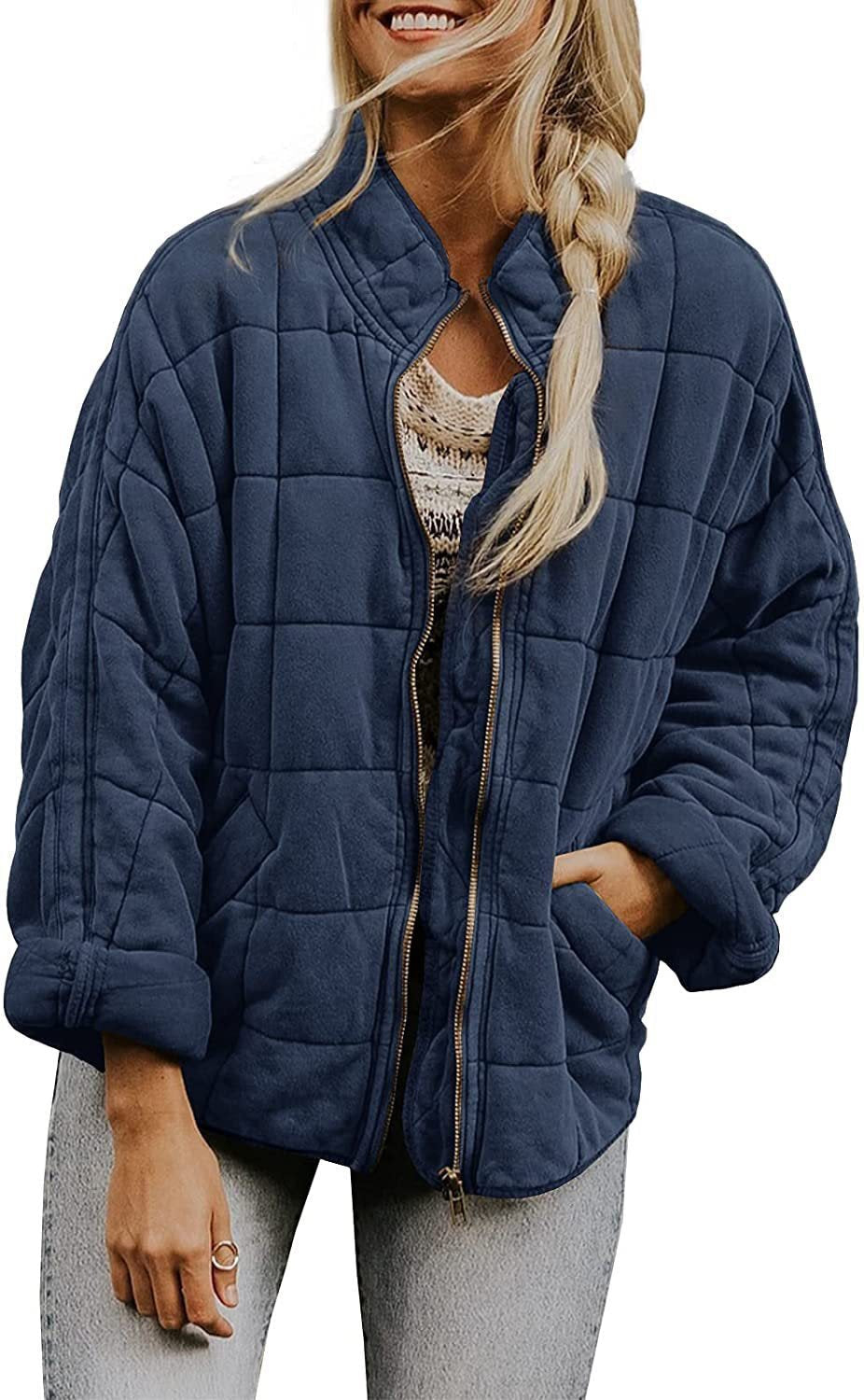 Sharon – Quilted Zip-Front Bomber Jacket