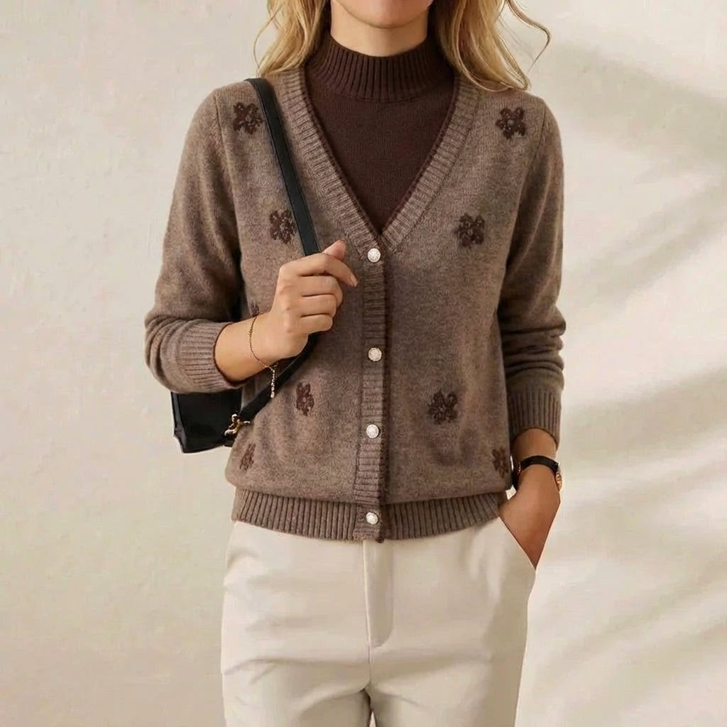 Rosa – Floral Embroidered V-Neck Cardigan