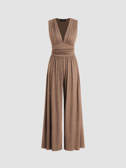 Priscilla – Wide Leg V Neckline Jumpsuit