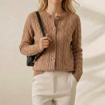 Marcella – Cable Knit Button-Front Cardigan