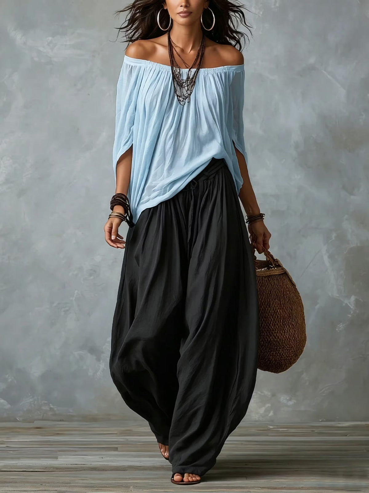 Mary – Relaxed Off-Shoulder Two-Piece Set