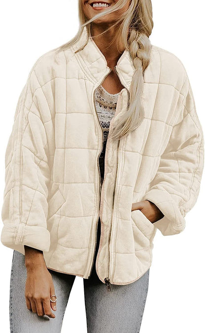 Sharon – Quilted Zip-Front Bomber Jacket
