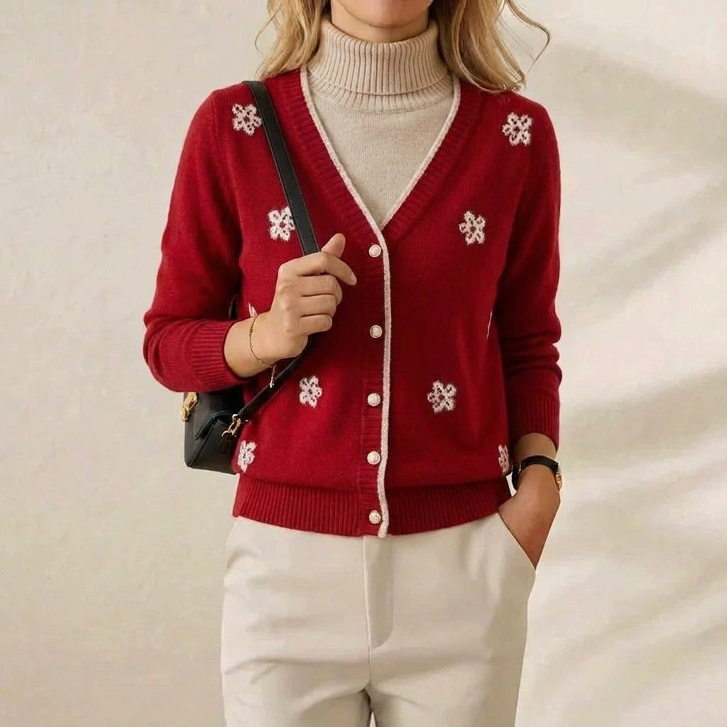 Rosa – Floral Embroidered V-Neck Cardigan