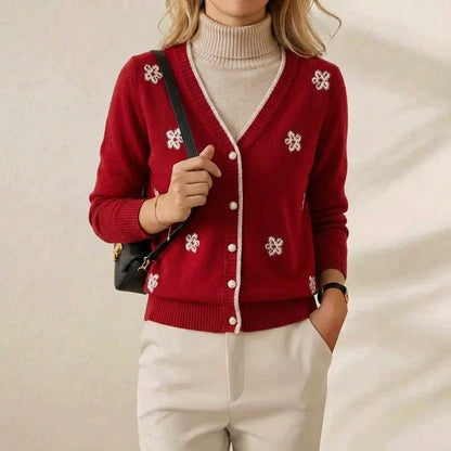 Rosa – Floral Embroidered V-Neck Cardigan