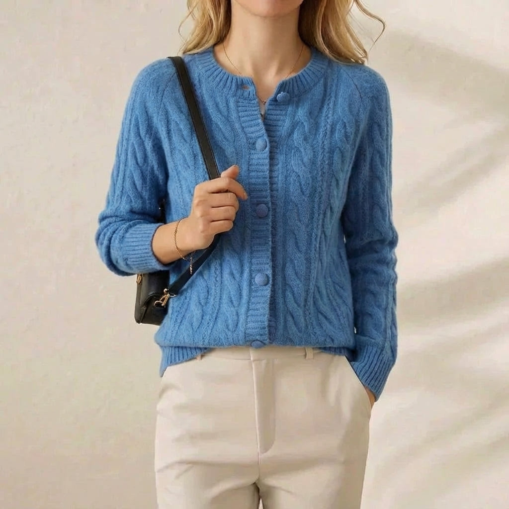 Marcella – Cable Knit Button-Front Cardigan