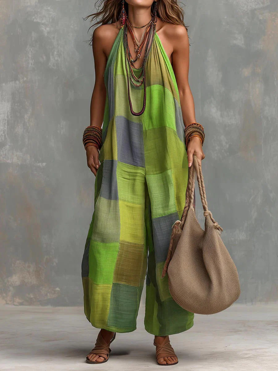 Catherine – Patchwork Halter Jumpsuit