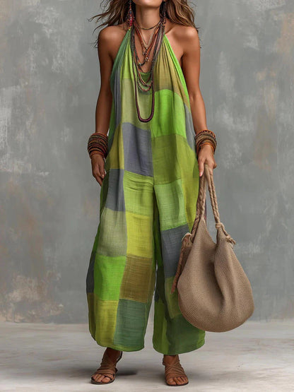 Catherine – Patchwork Halter Jumpsuit