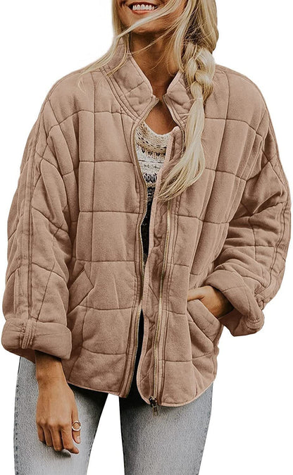 Sharon – Quilted Zip-Front Bomber Jacket