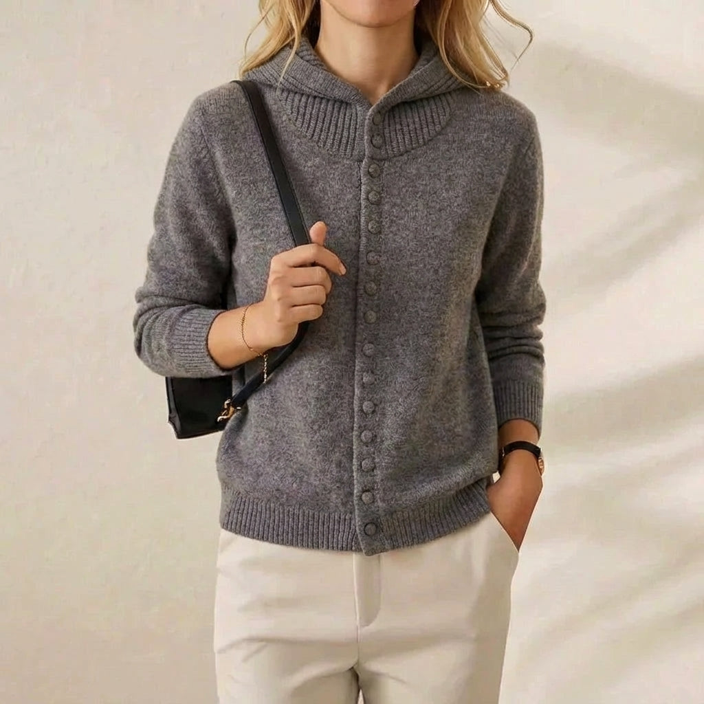 Rebecca – Hooded Button-Front Knit Cardigan