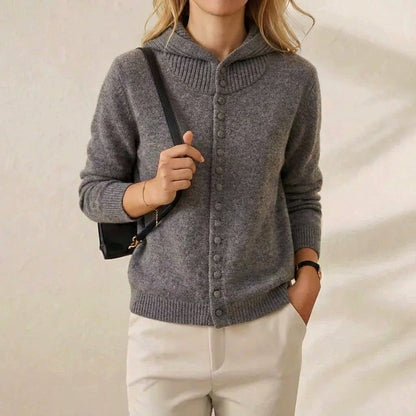 Rebecca – Hooded Button-Front Knit Cardigan