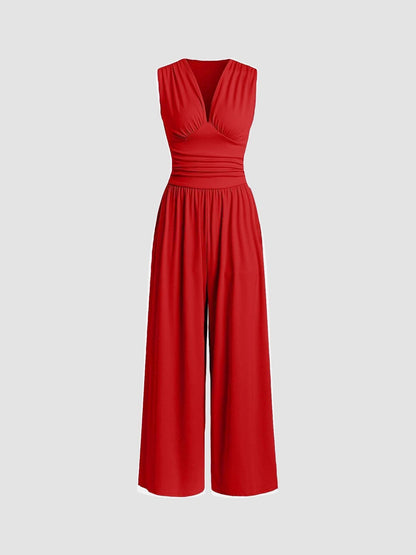 Priscilla – Wide Leg V Neckline Jumpsuit
