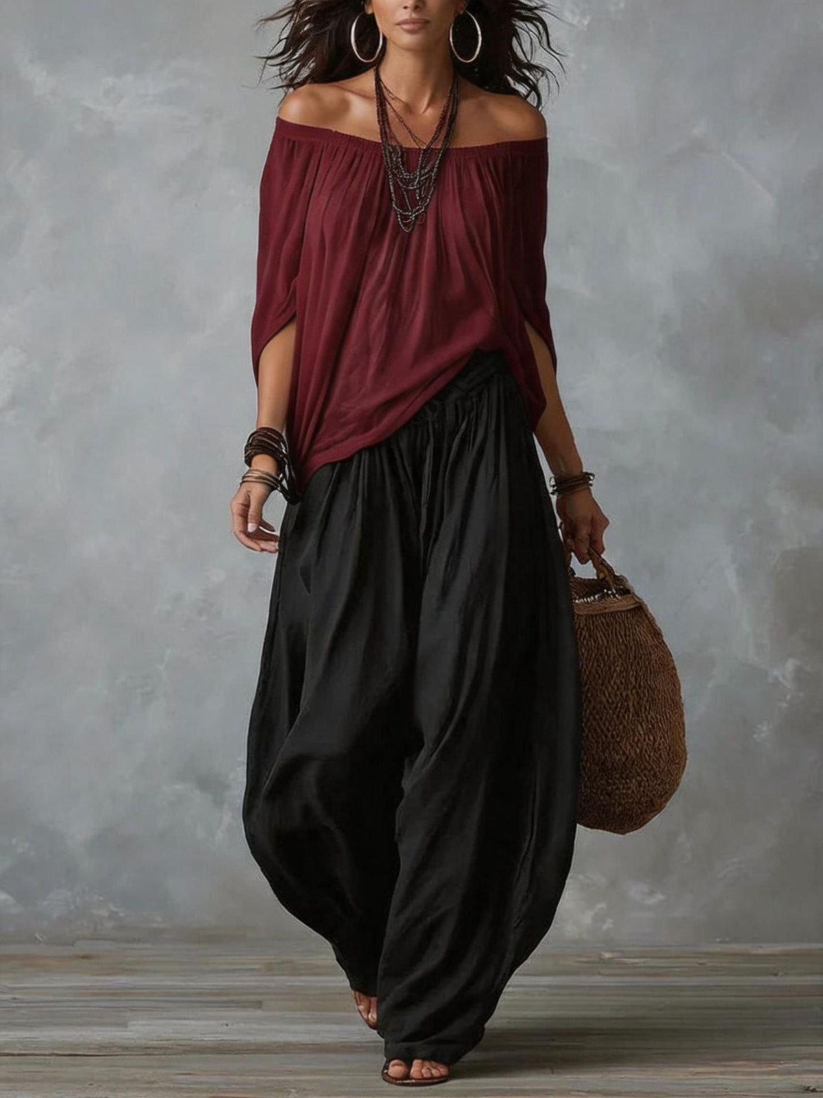 Mary – Relaxed Off-Shoulder Two-Piece Set